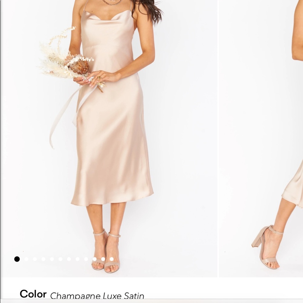Show Me Your Mumu Verona Cowl Dress in Champagne Luxe Satin